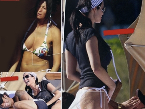 Manuela Arcuri, fotografata in costume a Miami: cellulite sul lato b