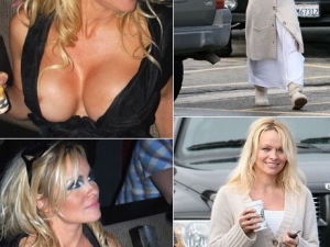 Pamela Anderson, décolleté esplosivo fuoriesce da abito troppo scollato