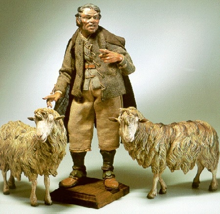 tipico pastore del presepe napoletano con percore