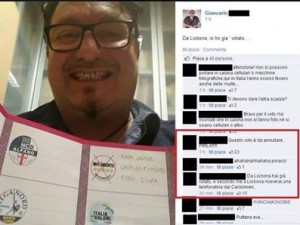 Vota per il M5S da Lisbona e si fa il selfie con la scheda elettorale.