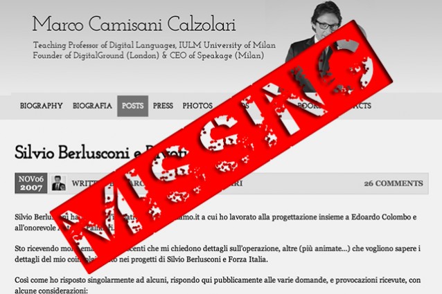 Calzolari e il mistero del post scomparso.