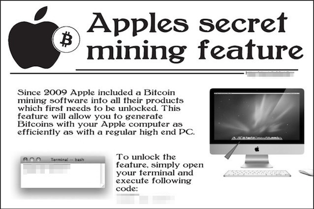 Ottieni gratuitamente BitCoin, lo scherzo che formatta i Mac.