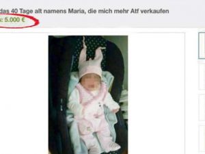 Neonata in vendita su Ebay a 5mila euro