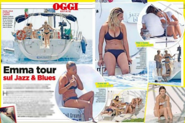 Emma Marrone in barca con la Mastronardi, il sorriso non nasconde la pancetta