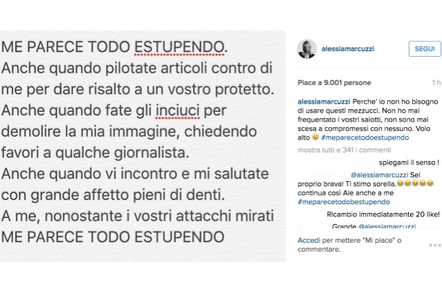 Alessia Marcuzzi si difende veemente sui social Alessia Marcuzzi si difende veemente sui social