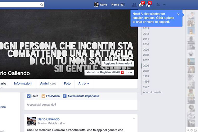 Facebook modifica la visualizzazione della chat all'interno del social network [FOTO].