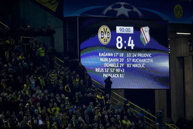 Champions League, follia Borussia Dortmund - Legia: 8-4! Nuovo record di gol complessivi