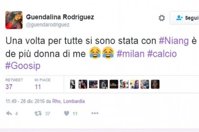 Il tweet della discordia, poi rimosso di Guendalina Rodriguez