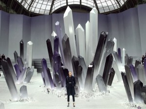 A model presents a creation by Chanel fa