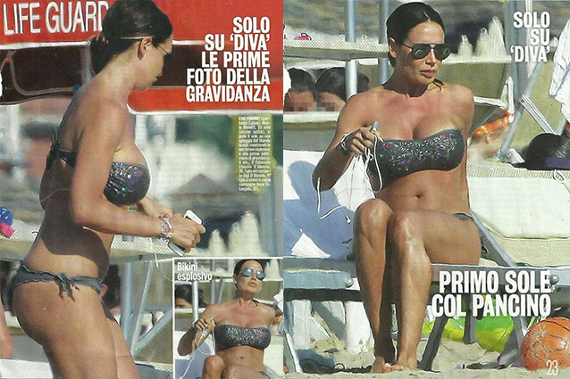 Da Miami a Sperlonga nel giro di due anni, cambia le spiagge ma non l'attenzione altissima del mondo del gossip e, nonostante la smentita di D'Alessio Jr, "Diva&Donna" rilancia: "Ecco il primo sole con il pancino".