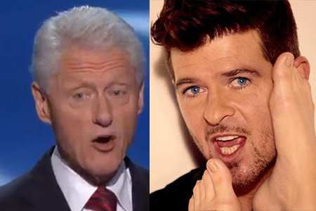 "Blurred Lines" è la hit del momento, sul web numerose parodie, ma spopola quella realizzata dai Barackdubs, famosi per sincronizzare le hit sui discorsi di Barack Obama. Stavolta, però, la canzone è sexy e scelgono un testimonial d'eccezione: Bill Clinton.