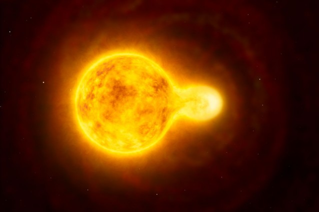 Riproduzione del sistema binario HR 5171 secondo rappresentazione dell'Esa.