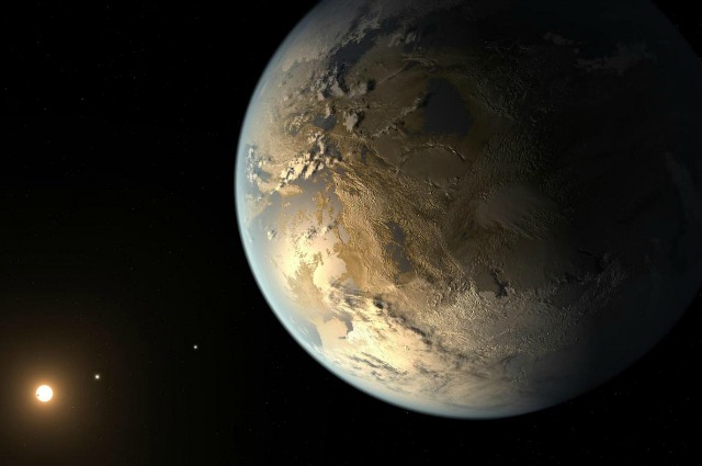 Rappresentazione artistica di Kepler–186f, in orbita attorno ad una Stella a 500 anni luce dalla Terra