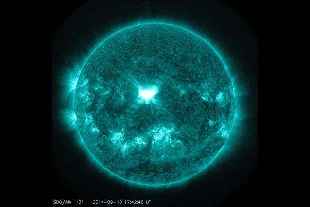 Il brillamento solare del 10 settembre 2014 (Foto Nasa).