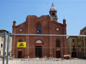 La Cattedrale di Mirandola, uno dei simboli del terremoto in Emilia nel 2012.