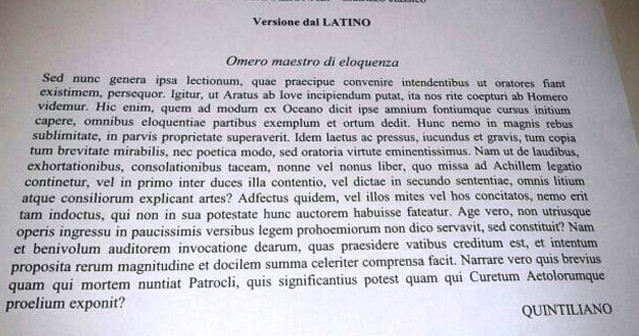 Maturità versione latino Quintiliano Omero, maestro di eloquenza tradotta