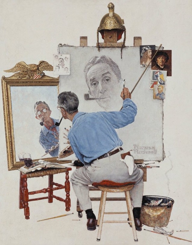 Norman Rockwell, Triplo Autoritratto, copertina del Saturday Evening Post, 13 febbraio 1960