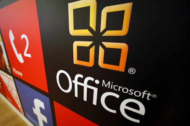 File photo of Microsoft Office logo on display at a Microsoft retail store in San Diego