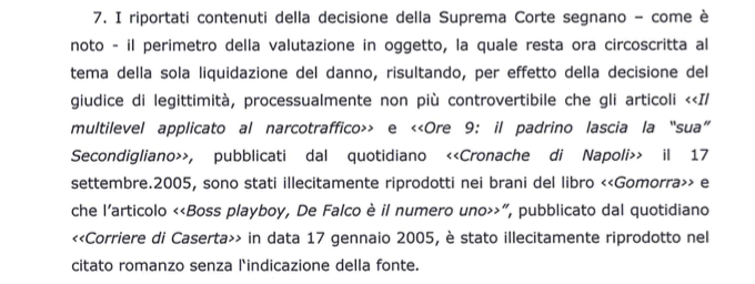 La parte della sentenza che conferma illecita riproduzione