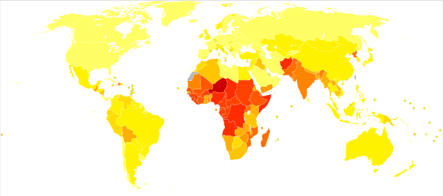 Diffusione della pertosse nel 2002 (dati Oms).