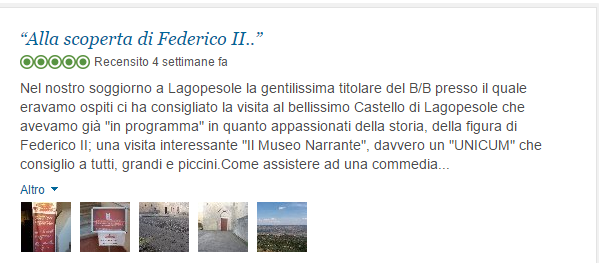 la recensione di Trip Adivisor – Screenshot