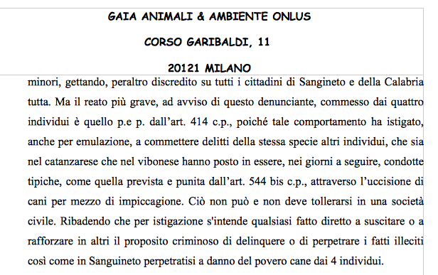 La denuncia presentata ai magistrati di Paola: i torturatori di Angelo devono essere accusati anche di istigazione a delinquere
