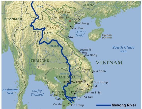 Il corso del fiume Mekong nel sud est asiatico