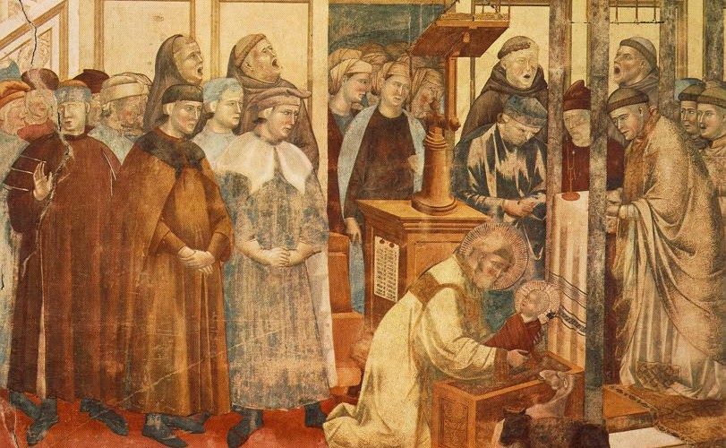 Giotto, "Il Presepe di Greccio" (1295), Basilica superiore di San Francesco di Assisi.