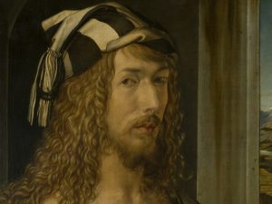 Albrecht Dürer, "Autoritratto con guanti" (1498), Museo del Prado, Madrid.