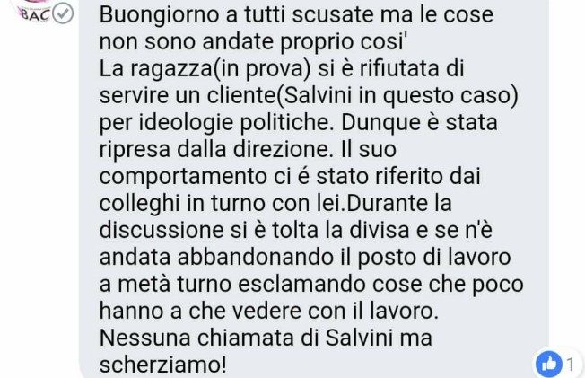 Ho perso il lavoro perché non ho servito in gelateria Salvini Ho perso il lavoro perché non ho servito in gelateria Salvini
