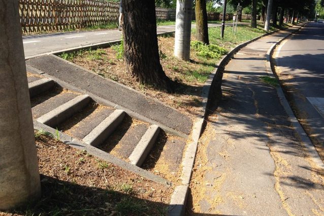 Rampa di nuova costruzione troppo ripida (Parma, via Baganza)