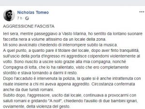 Vasto Marina - suonano “Faccetta Nera” in un locale : avvocato protesta e viene aggredito
