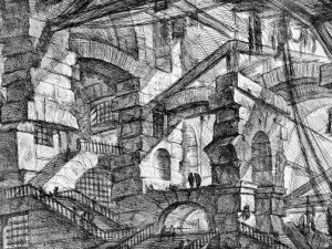 Una delle tavole delle Carceri di Giovanni Piranesi (1745–1750).