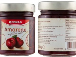 Conad ritira confettura extra di amarene per solfiti non dichiarati: “Non consumatela”