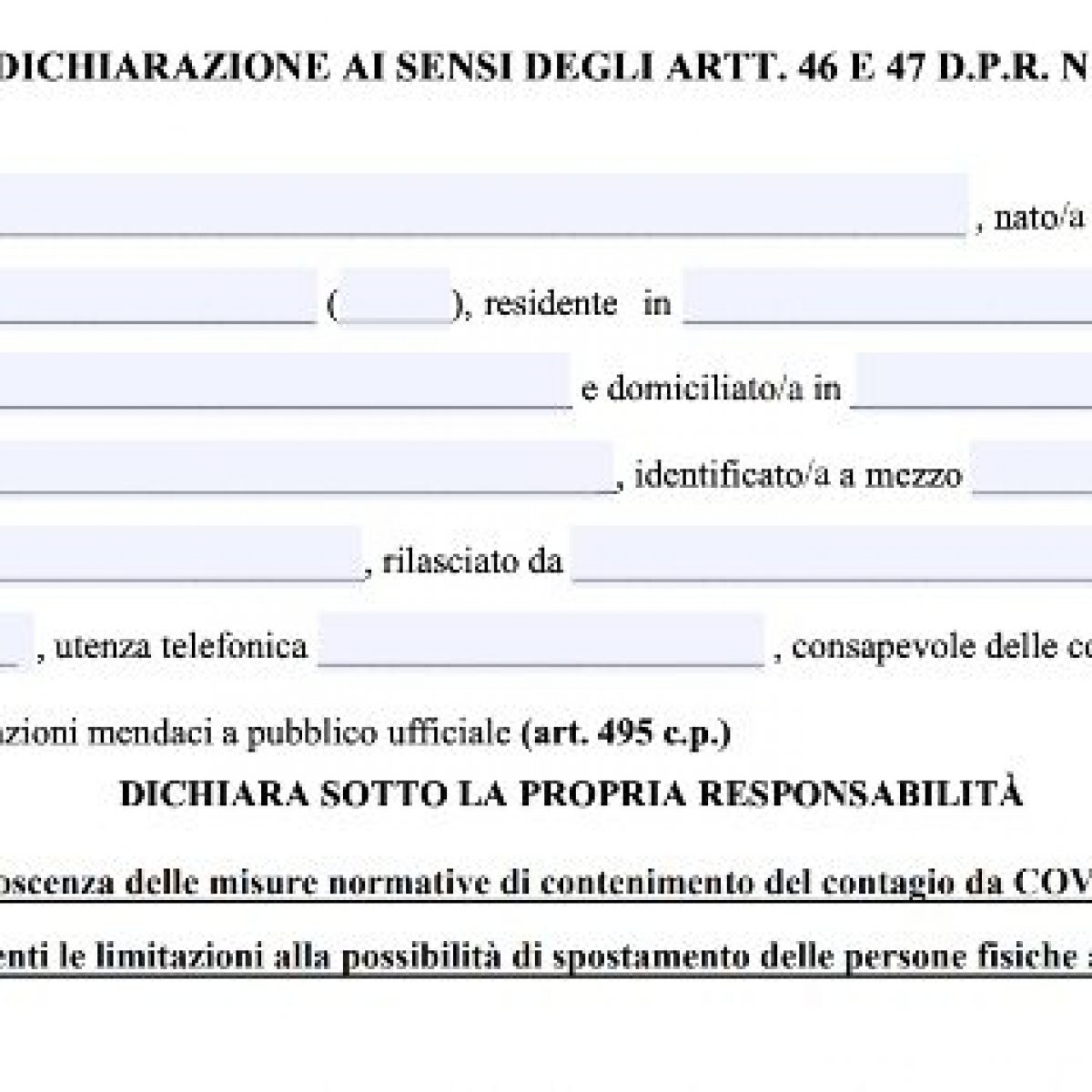 Covid Arriva Il Nuovo Modulo Di Autocertificazione Valido Su Tutto Il Territorio Nazionale