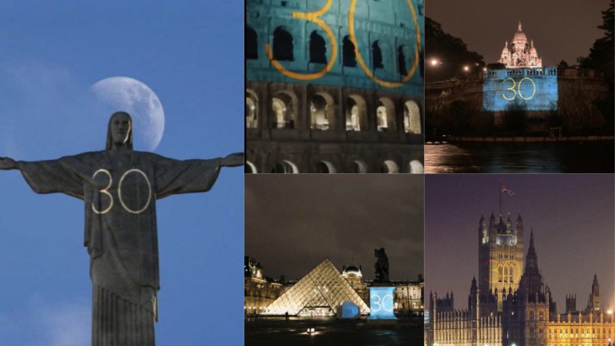 Il misterioso 30 apparso sui più celebri monumenti nel mondo
