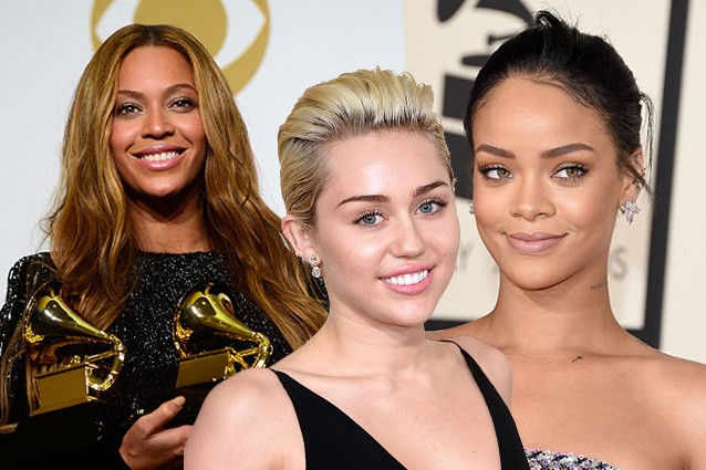 Rihanna, Miley e Beyoncè, poco trucco e capelli "spettinati" ai Grammy 2015 (FOTO)
