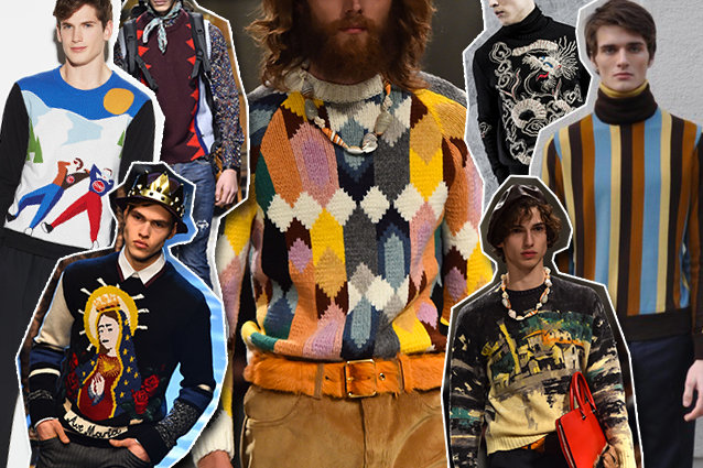 da sinistra: Colmar x Au Jour le Jour, Dsquared2, Dolce e Gabbana, Missoni, Ermanno Scervino, Prada, Luca Larenza