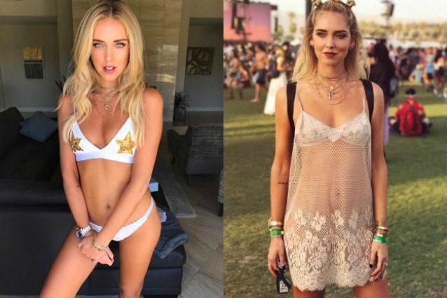 La Ferragni senza Fedez al Cochella: Chiara mostra il corpo con bikini e abiti a rete