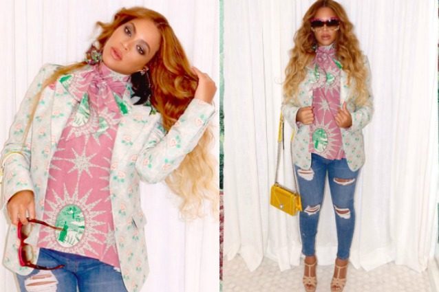 Beyoncé anche in gravidanza non rinuncia a tacchi alti e jeans super aderenti
