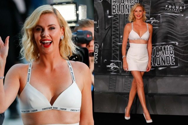 Charlize va in reggiseno, il sexy look della Theron alla prima di "Atomic Bond"