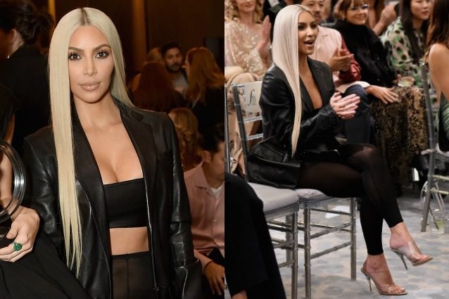 Kim Kardashian con la lingerie in mostra: usa la calzamaglia trasparente come pantalone