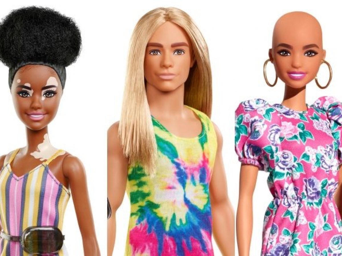 Barbie calva e con la vitiligine, Ken con i capelli lunghi Barbie calva e con la vitiligine, Ken con i capelli lunghi