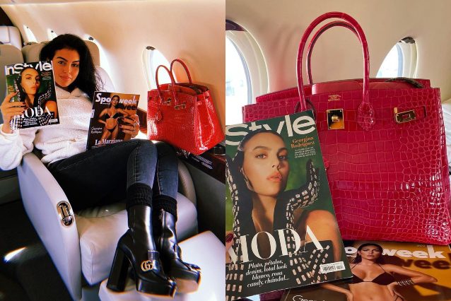 Georgina Rodriguez viaggia in jet privato con una nuova borsa di lusso:  costa quasi 50mila euro