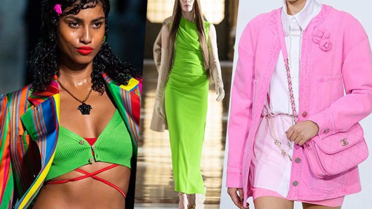 da sinistra Versace P/E 21, Valentino Haute Couture, Chanel P/E 21