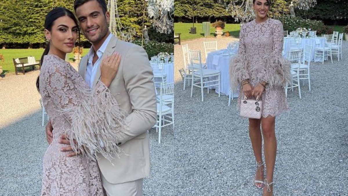 Giulia Salemi in pizzo e piume: il suo look è perfetto per un matrimonio  autunnale