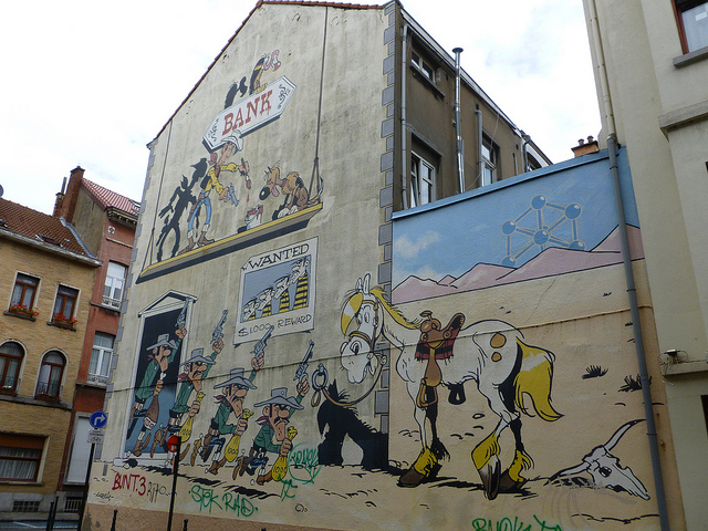 Lucky Luke, murales del fumetto a Bruxelles