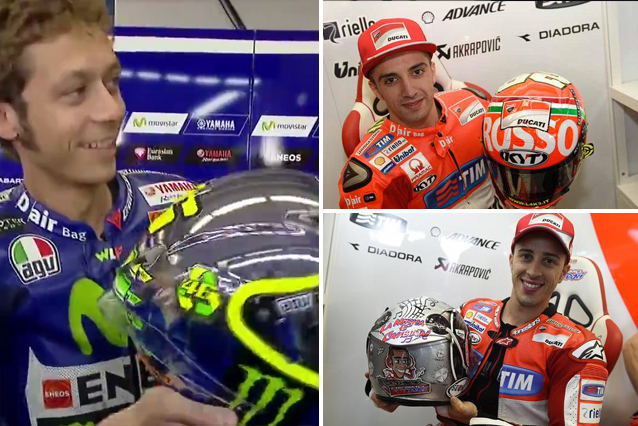 Rossi, Iannone, Dovizioso: i caschi speciali del Mugello