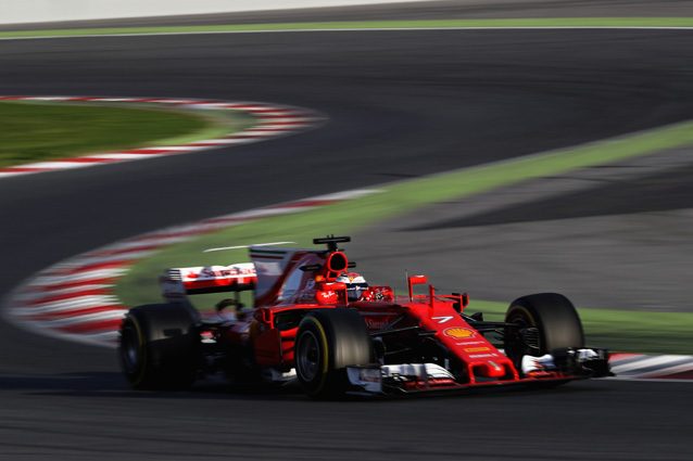 La Ferrari SF70H sul circuito del Montmelò – Getty Images