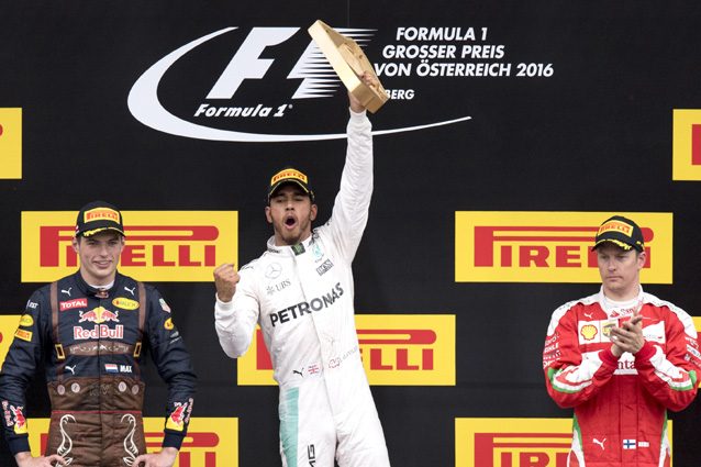 Hamilton, Verstappen e Raikkonen sul podio – Getty Images